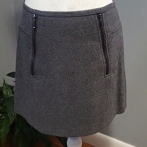 Kenar Gray Wool/Polyester Zipper Detail Lined Mini Skirt - Size 6